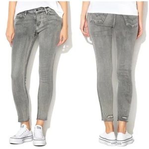 LEVIS Line 8 Washed Black Raw Hem Skinny Jeans